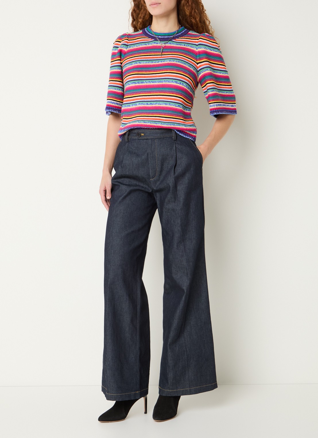 ba&sh Grofgebreide top met streepprint - voorkant 4 multicolor