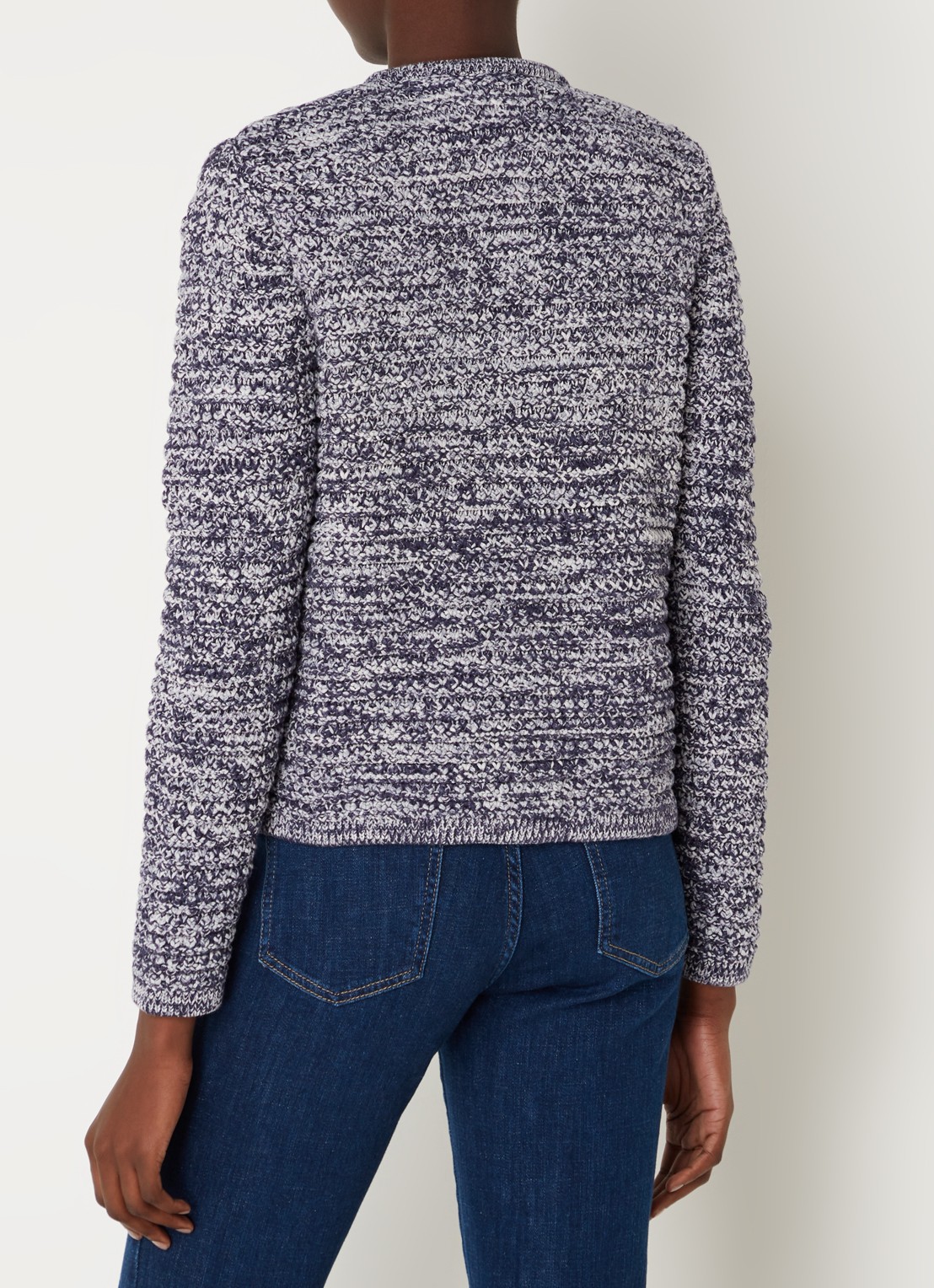 ba&sh Guspa grofgebreid vest met gemêleerd dessin - achterkant donkerblauw