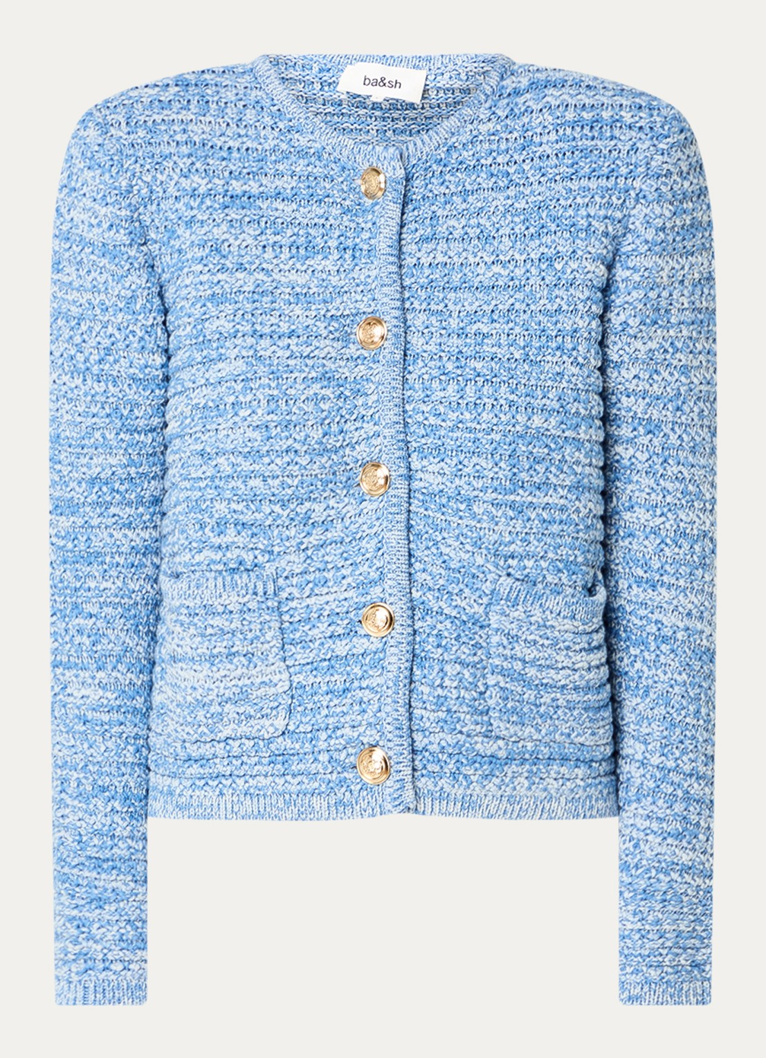 ba&sh Guspa grofgebreid vest met opgestikte zakken - voorkant 2 blauw
