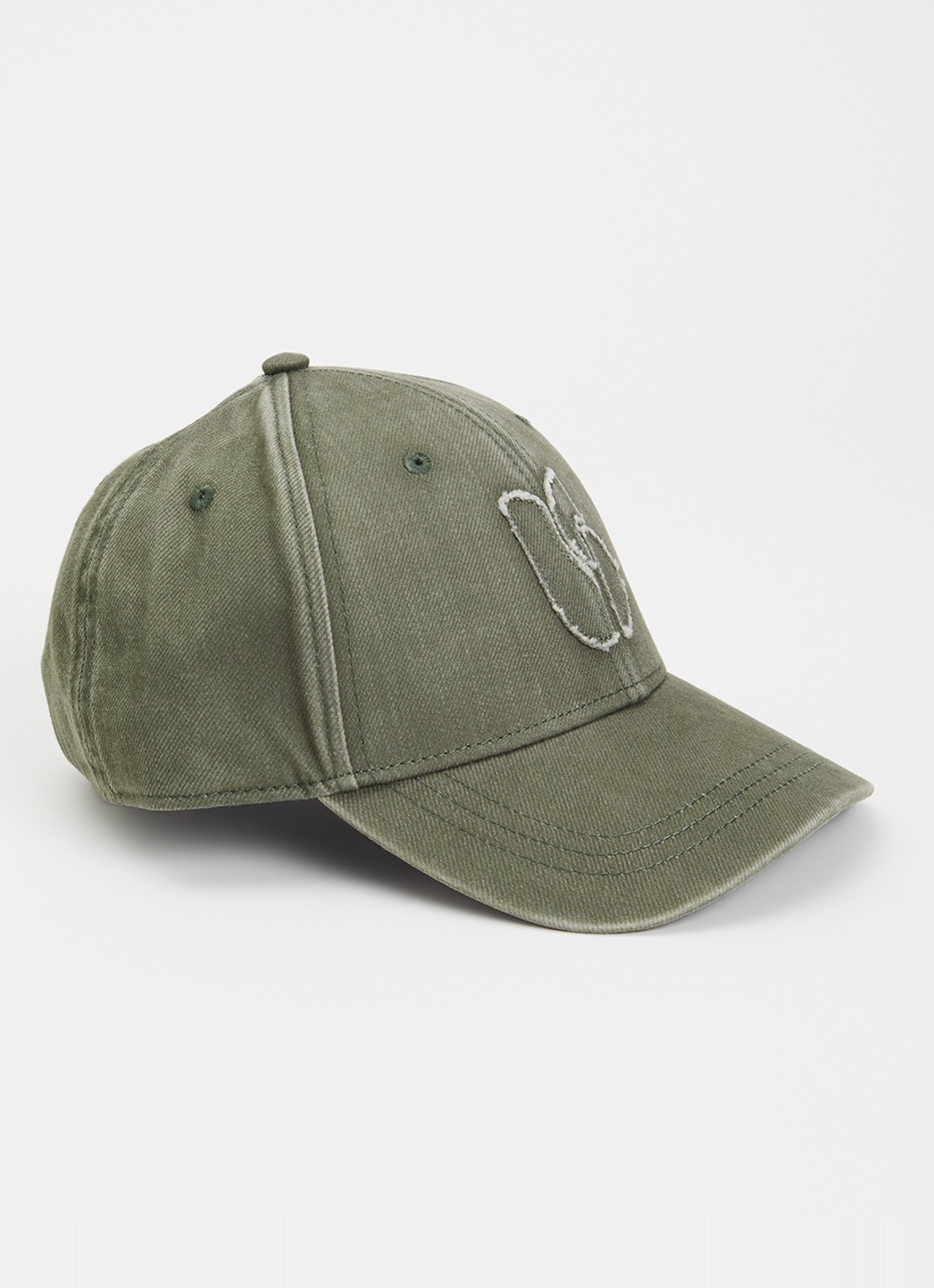 ba&sh Halyce pet van denim met logo - voorkant olijfgroen