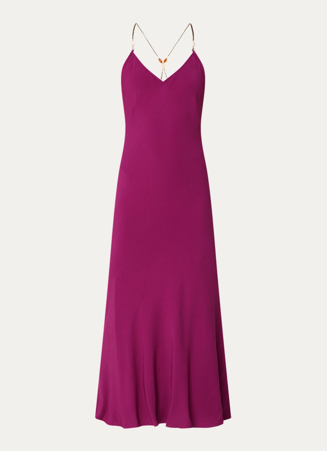 ba&sh Hany maxi jurk met een rugdecolleté en kralendecoratie  - voorkant 3 paars