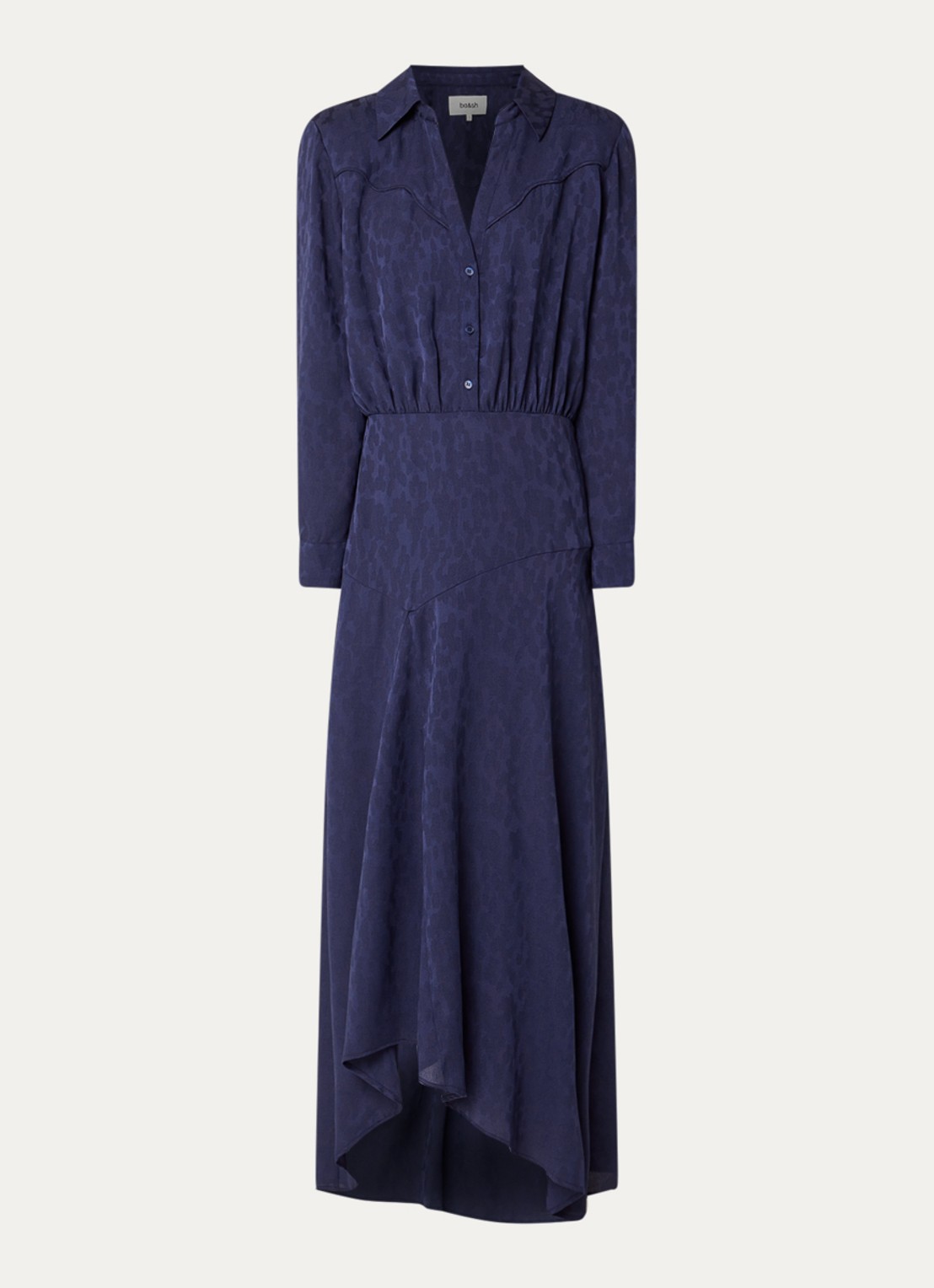 ba&sh Helia maxi blousejurk met print - voorkant 3 donkerblauw