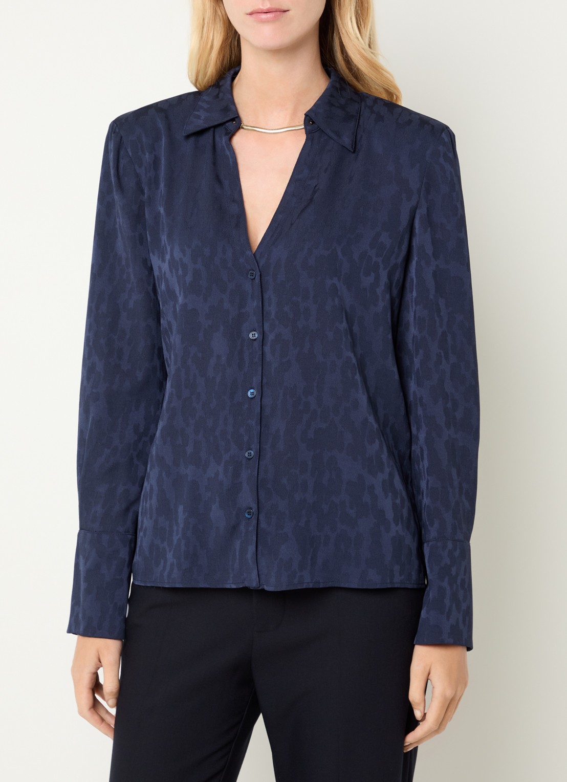 ba&sh Hetsey blouse met dierenprint - detail donkerblauw