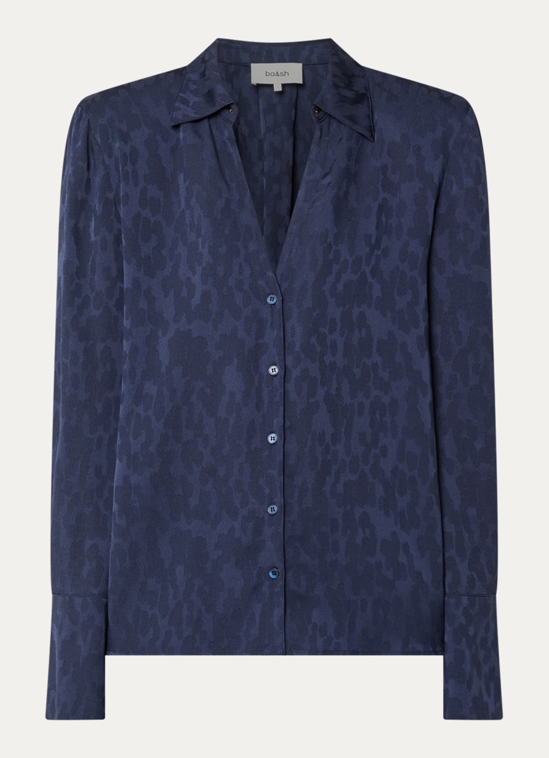 ba&sh Hetsey blouse met dierenprint - voorkant 2 donkerblauw