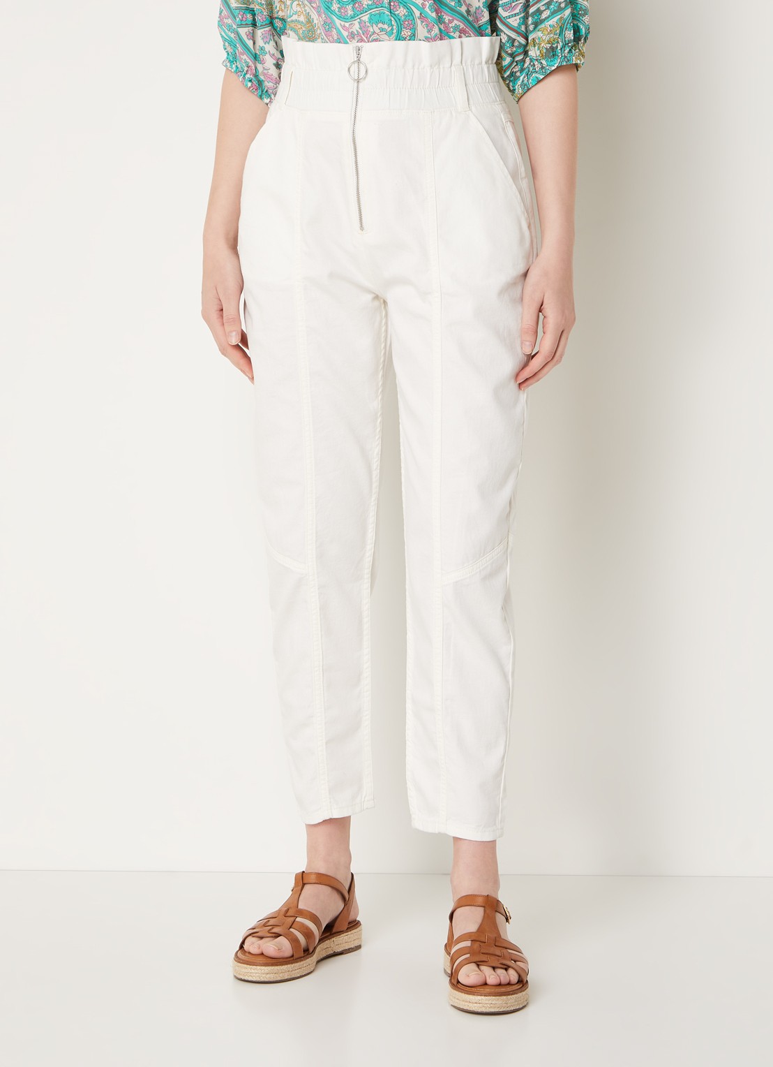 Ba&sh High waist broek met halve rits en opgestikte zakken  - detail 4 wit