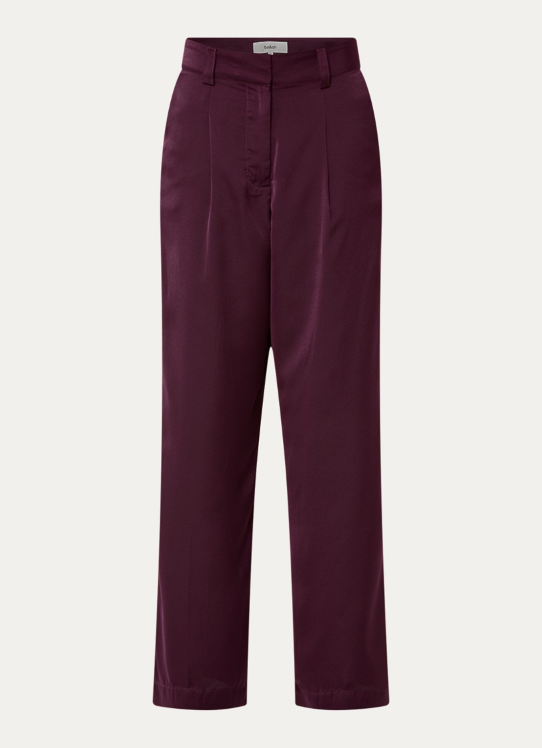 ba&sh High waist loose fit pantalon van satijn - voorkant 3 bordeauxrood