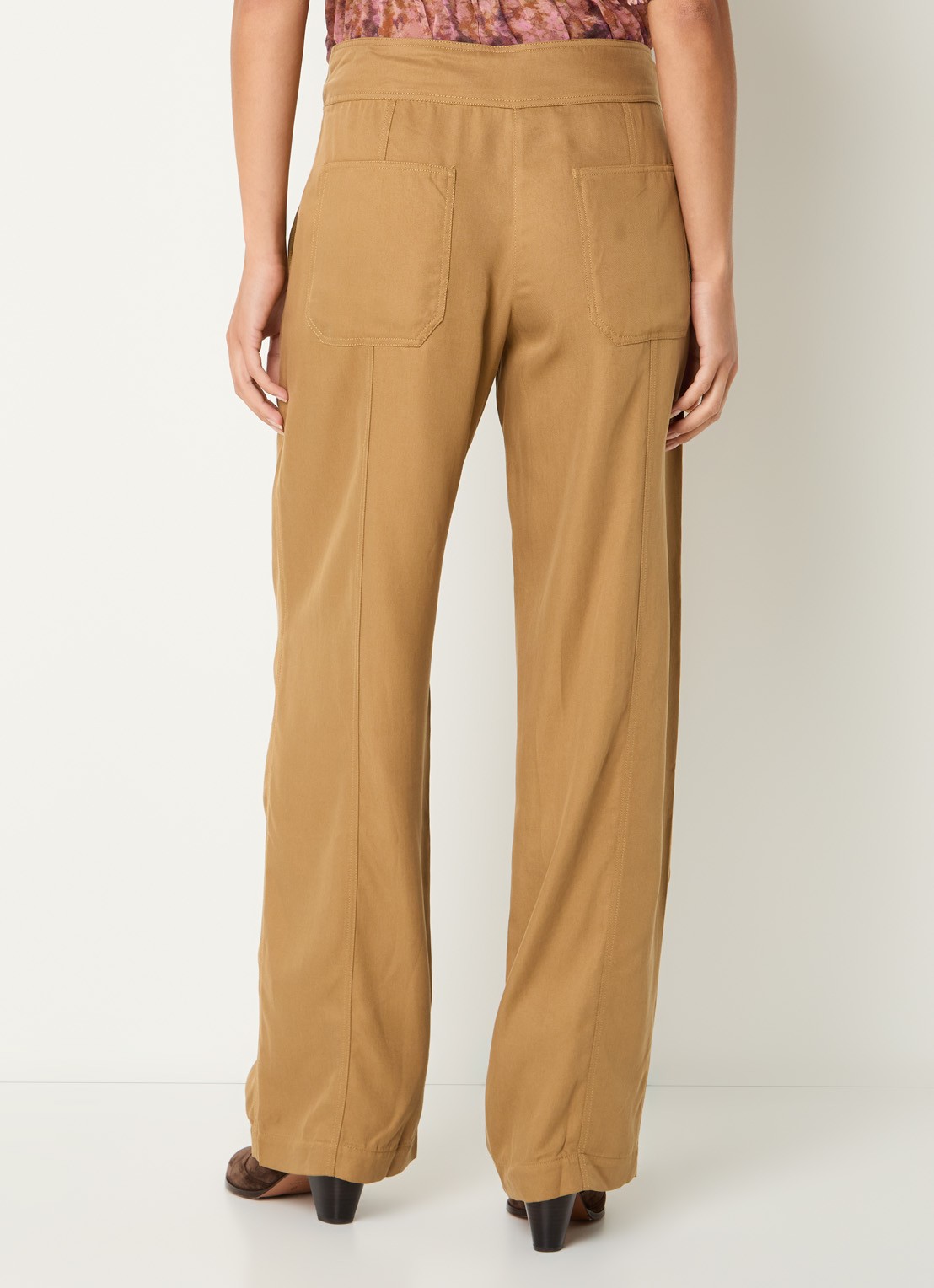 ba&sh High waist straight fit broek met steekzakken - achterkant 4 camel