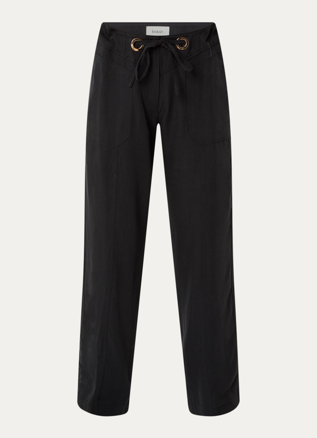 ba&sh High waist straight fit broek met steekzakken - voorkant 2 zwart