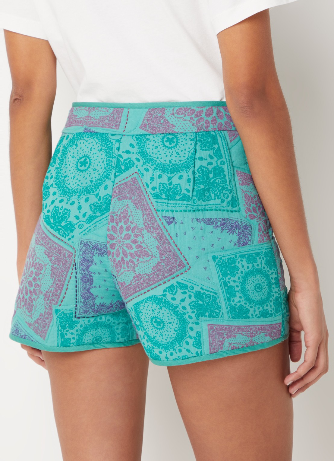 ba&sh High waist straight fit korte broek met print - achterkant 4 groen