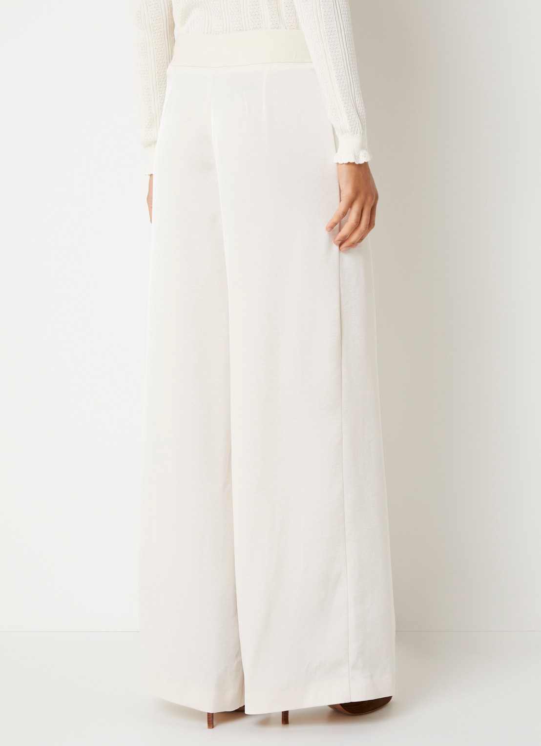 ba&sh High waist wide fit pantalon met plooidetail - achterkant 2 creme