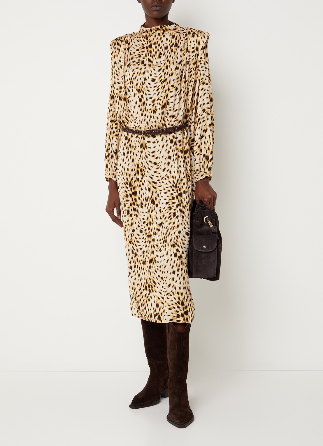 ba&sh Hoelia maxi tuniekjurk met dierenprint - detail 4 ivoor