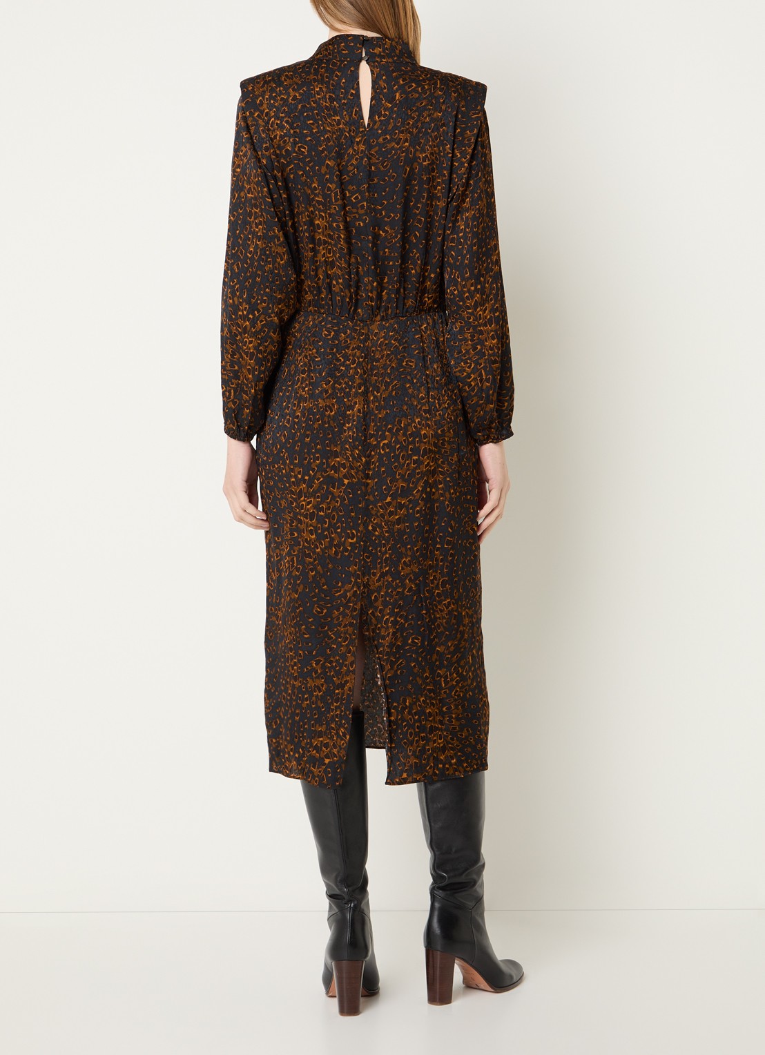ba&sh Hoelia maxi tuniekjurk met dierenprint - achterkant 3 cognac