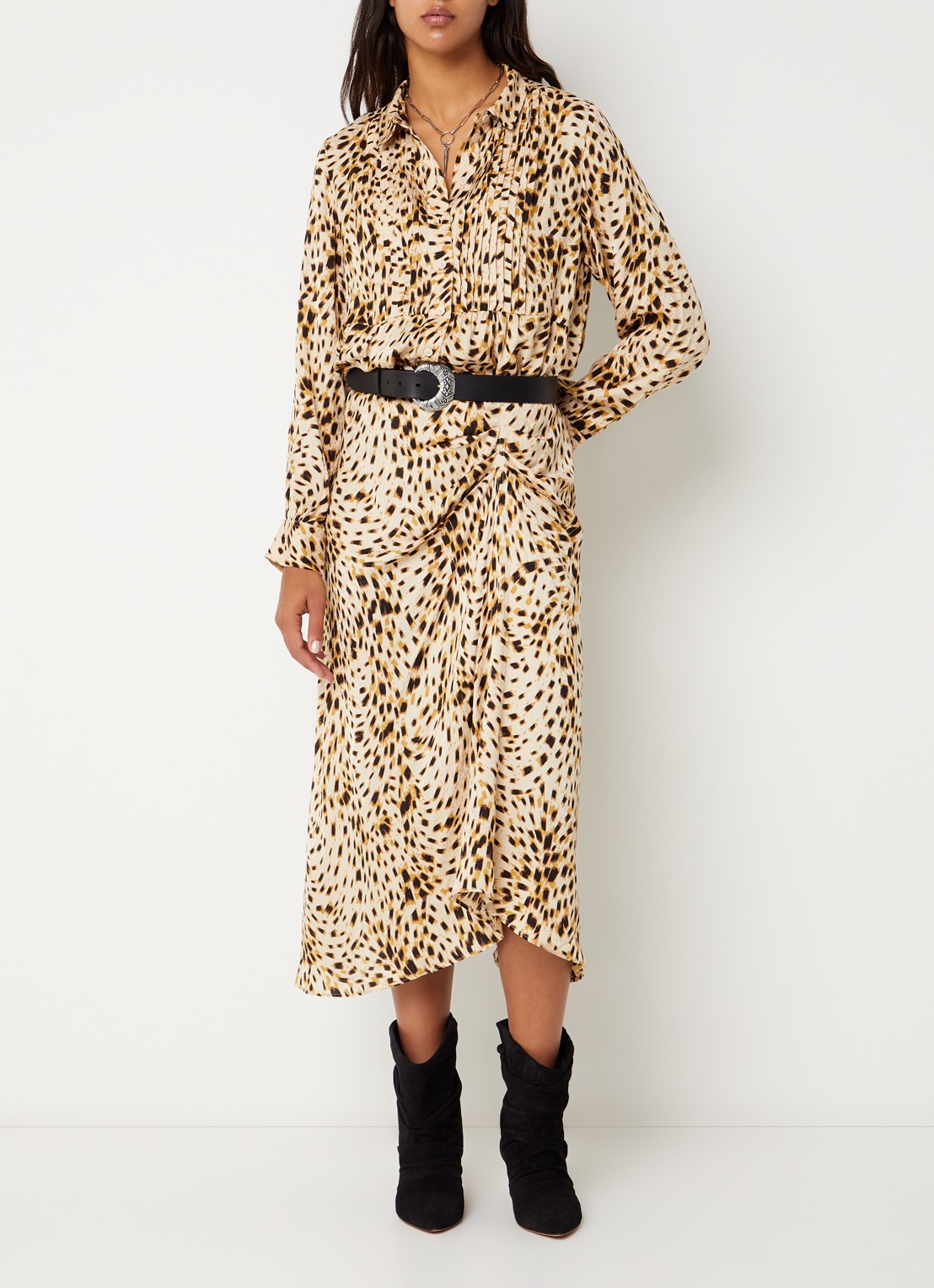 ba&sh Hoema midi rok met dierenprint - voorkant 3 gebroken wit