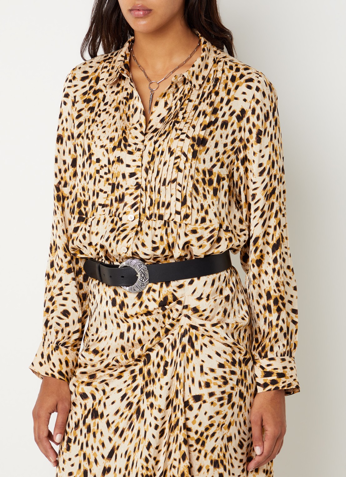 ba&sh Hony blouse met dierenprint - detail gebroken wit