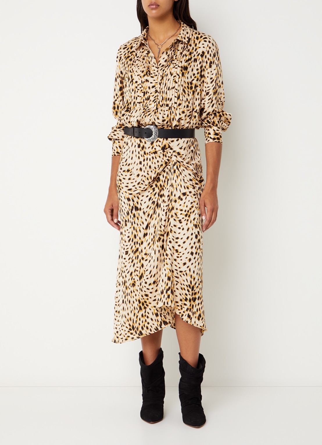 ba&sh Hony blouse met dierenprint - voorkant 4 gebroken wit