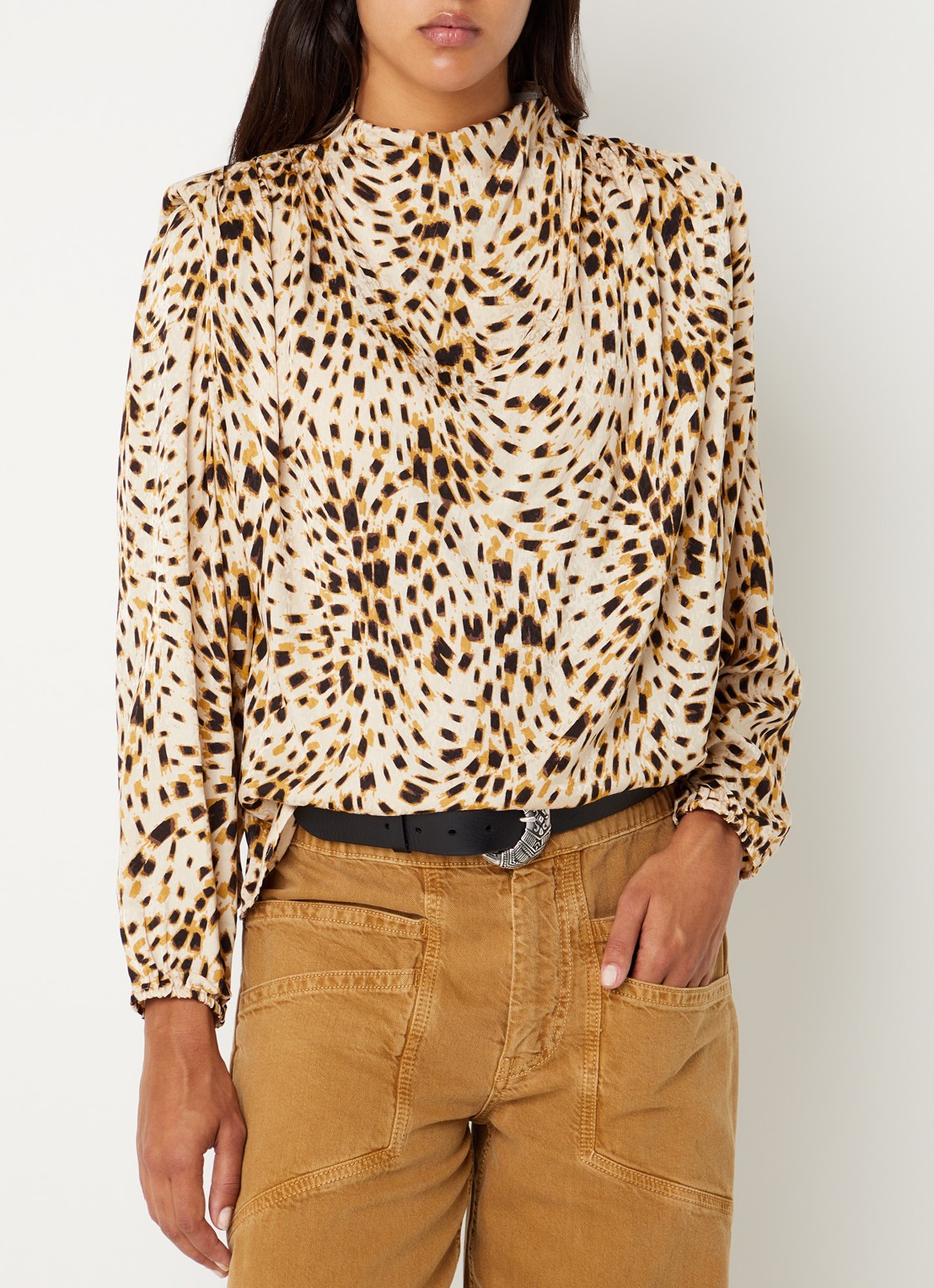 ba&sh Hope tuniek met dierenprint - detail gebroken wit