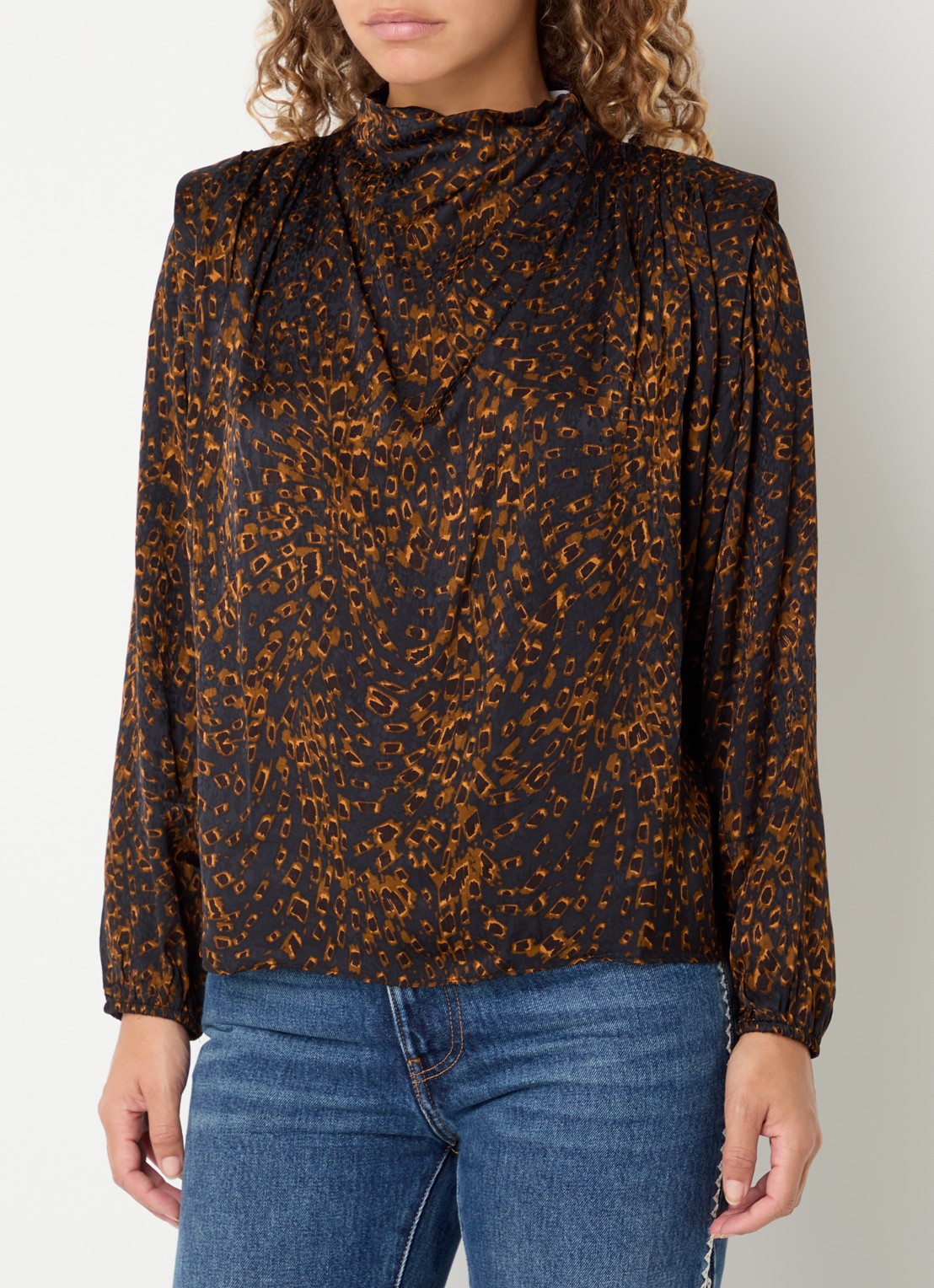 ba&sh Hope tuniek met dierenprint - detail 3 donkerblauw