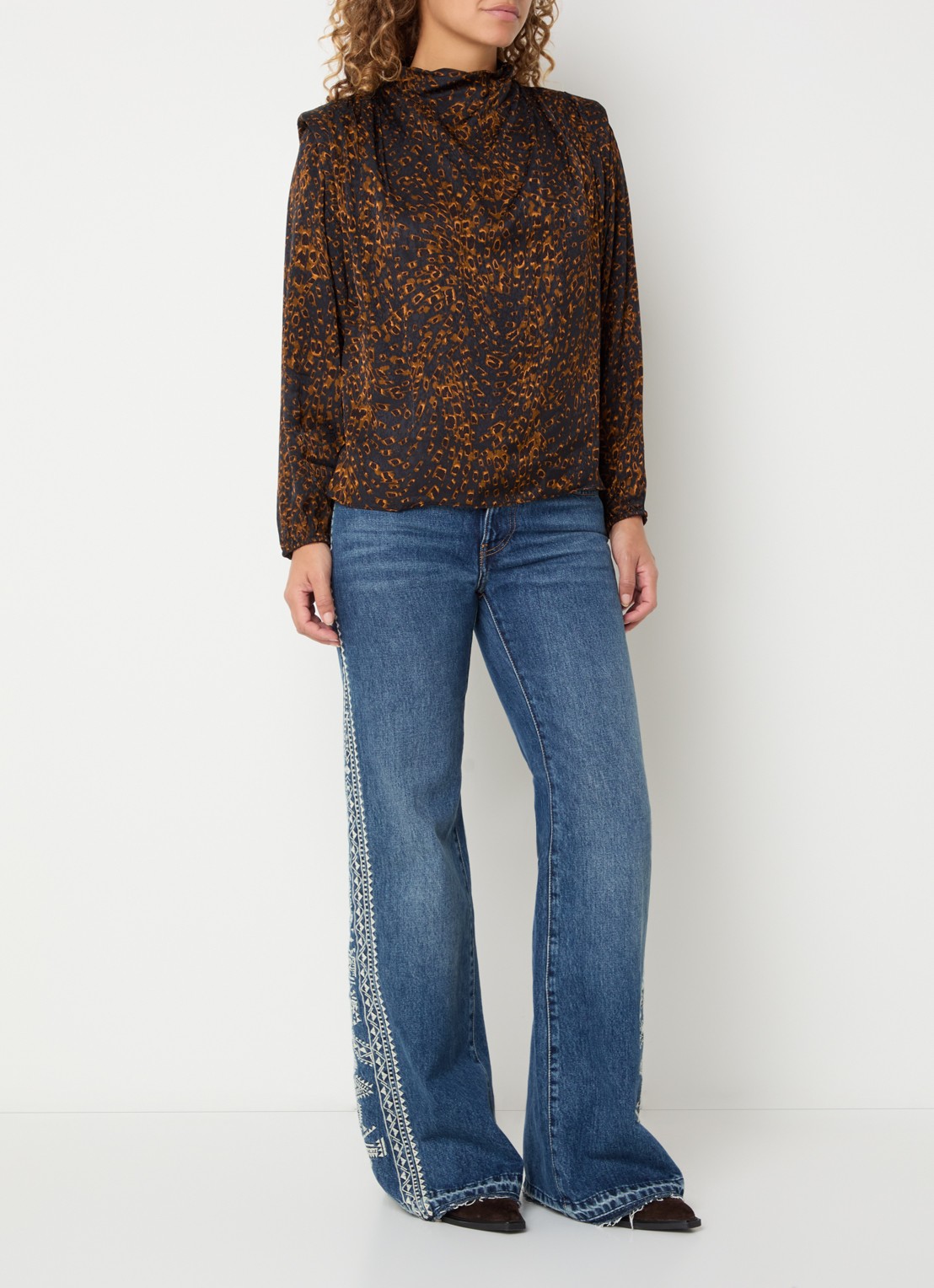 ba&sh Hope tuniek met dierenprint - voorkant 2 donkerblauw