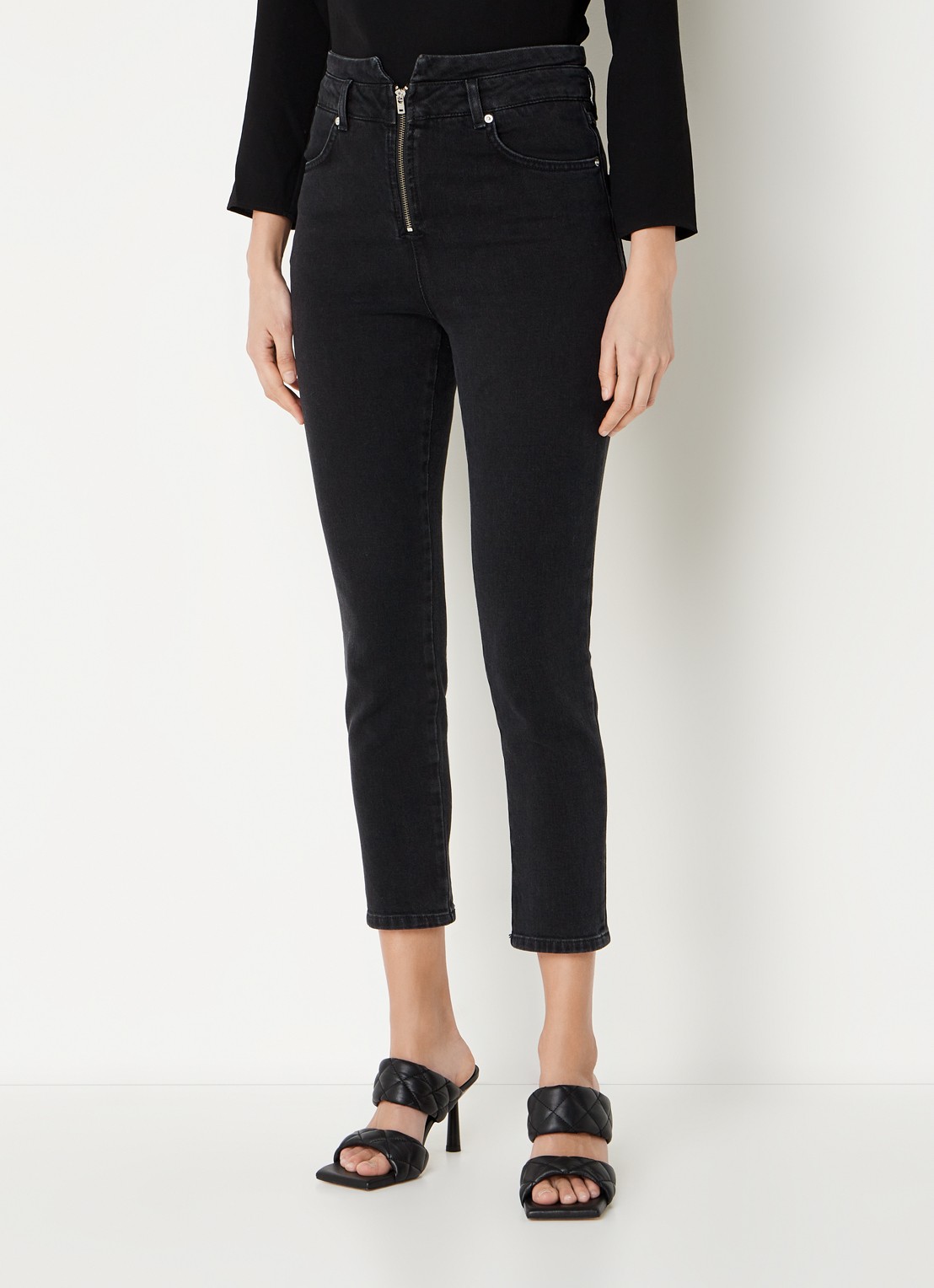 Ba&sh Iago high waist skinny jeans met gekleurde wassing - detail zwart