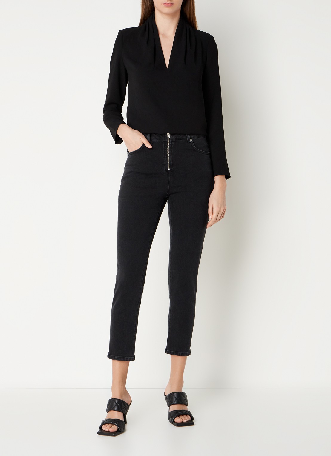Ba&sh Iago high waist skinny jeans met gekleurde wassing - voorkant 4 zwart