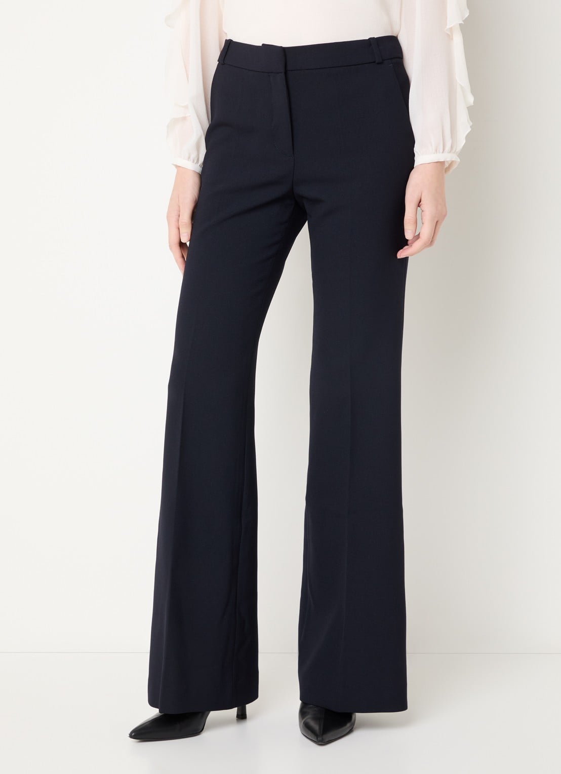 ba&sh Iman high waist flared fit pantalon met steekzakken - detail 3 donkerblauw