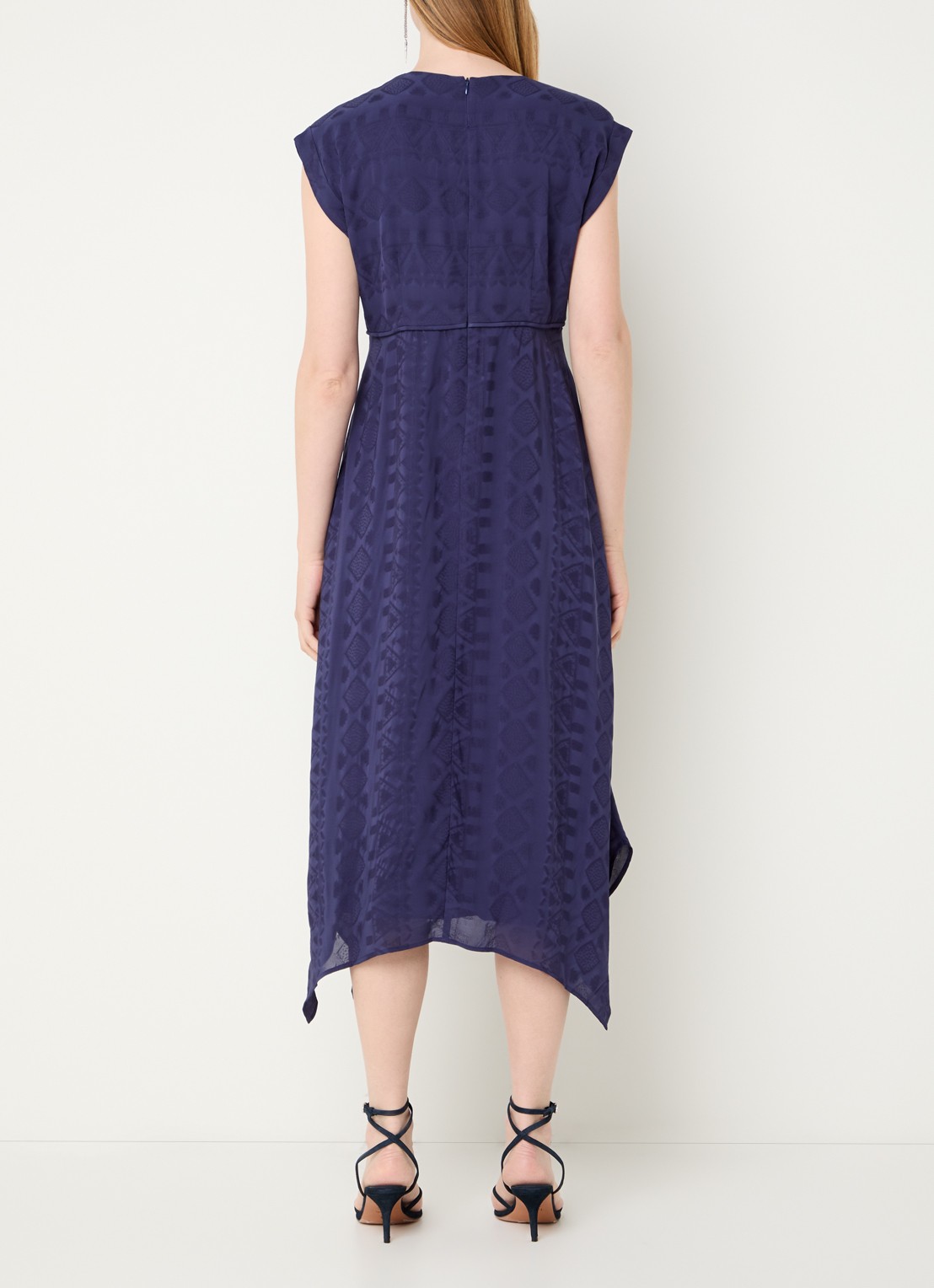 ba&sh Inia midi jurk met cut-out detail - achterkant 4 donkerblauw