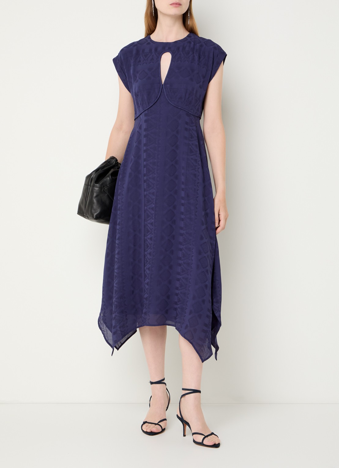 ba&sh Inia midi jurk met cut-out detail - detail donkerblauw