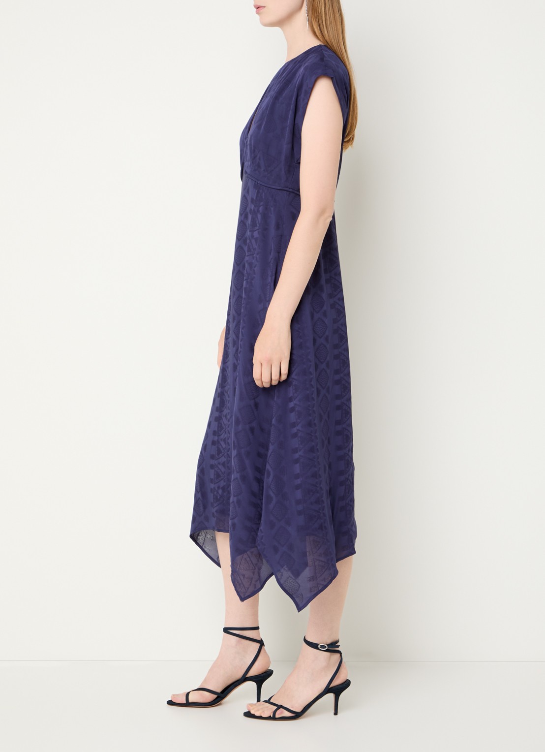 ba&sh Inia midi jurk met cut-out detail - voorkant 3 donkerblauw
