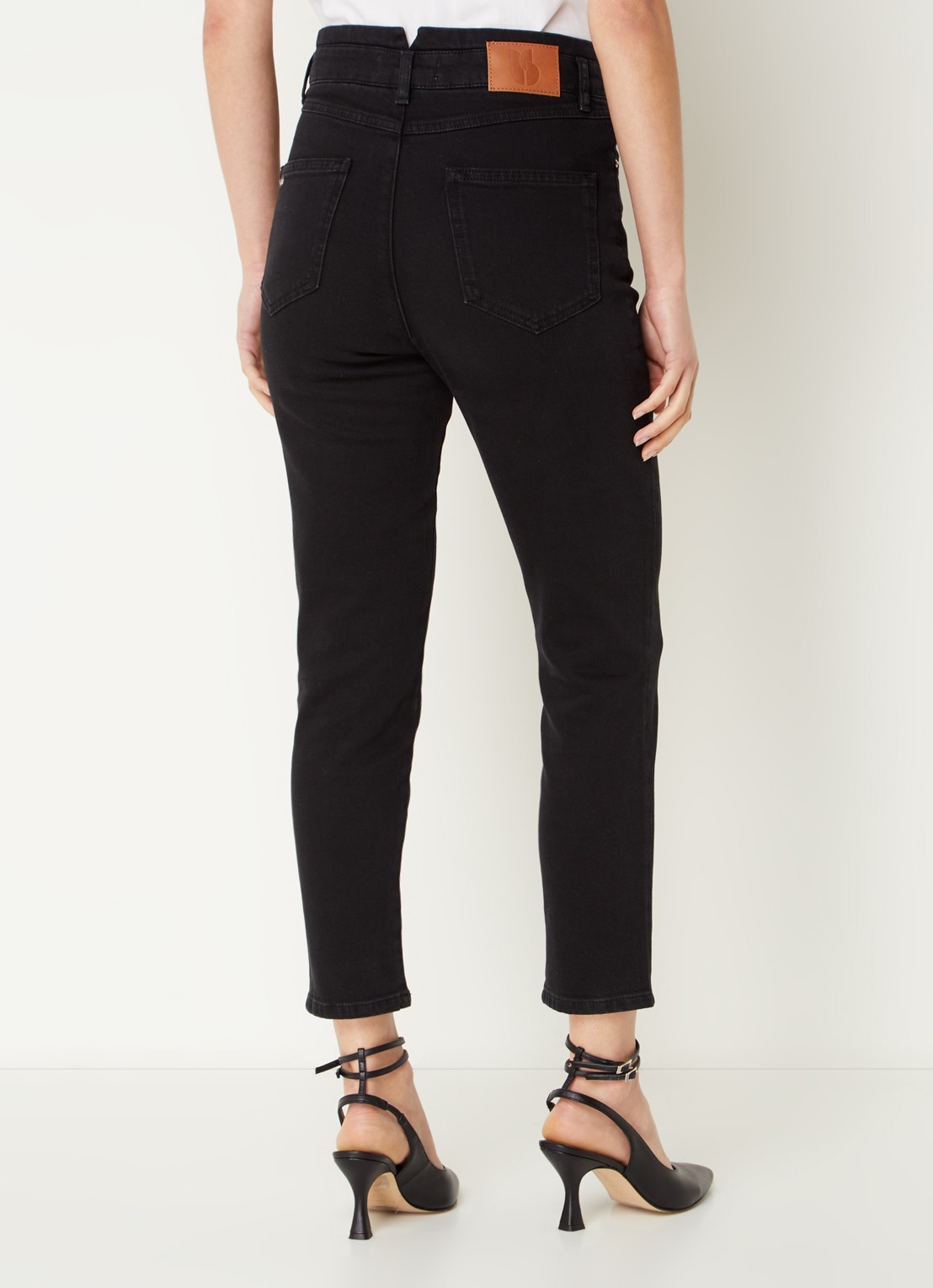 ba&sh Inzo high waist cropped slim fit jeans met gekleurde wassing - achterkant 4 zwart