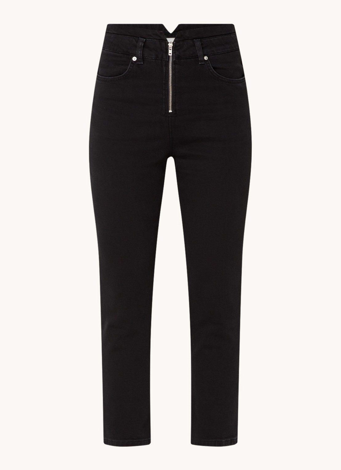 ba&sh Inzo high waist cropped slim fit jeans met gekleurde wassing - voorkant zwart