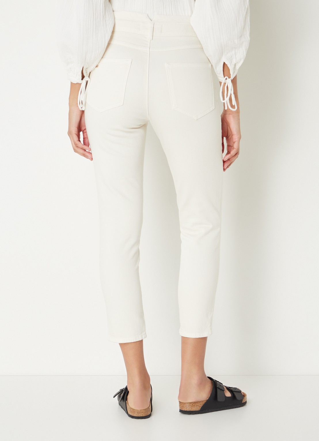 Ba&sh Inzo high waist slim fit jeans met gekleurde wassing - achterkant 3 ivoor