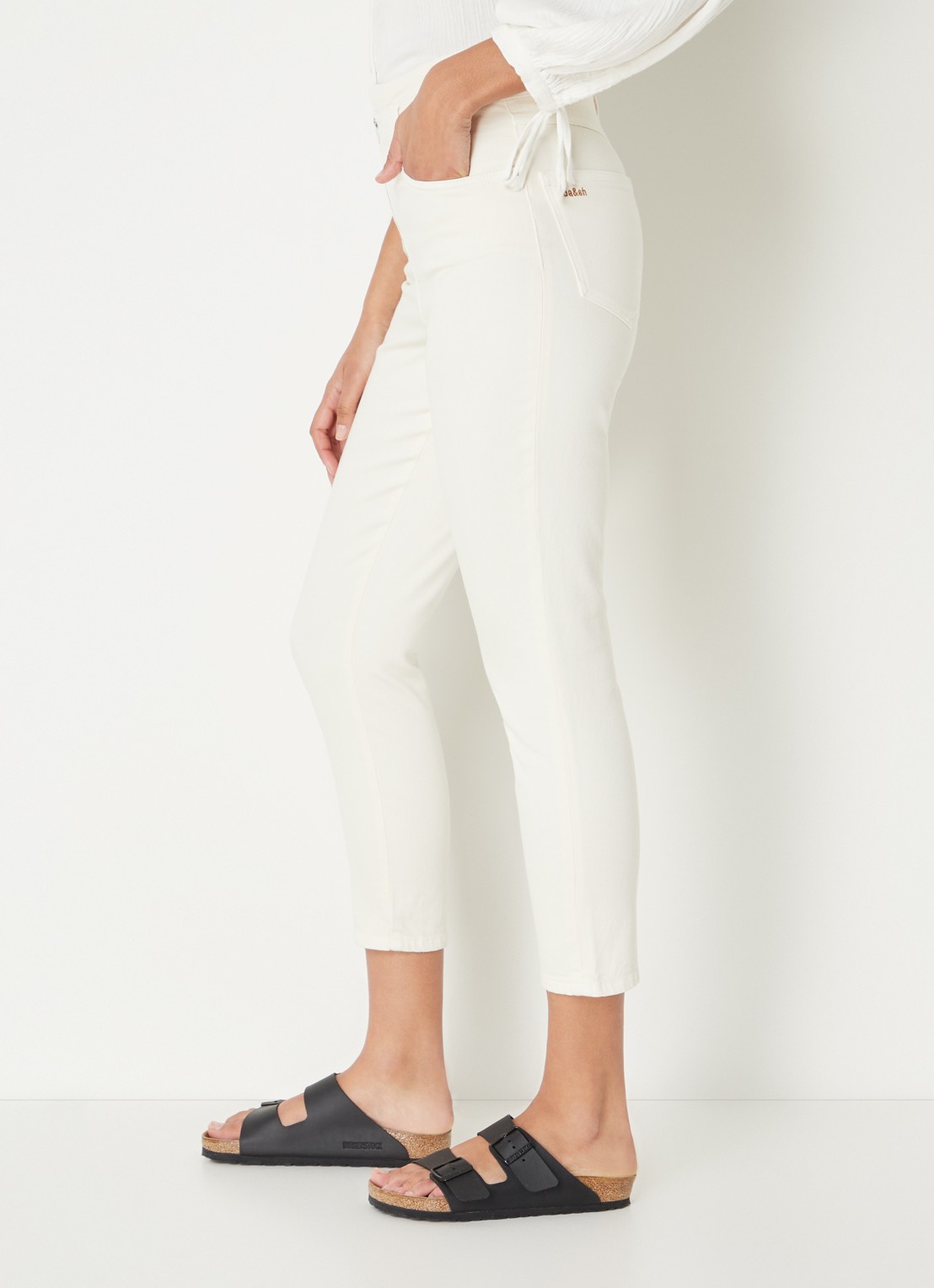 Ba&sh Inzo high waist slim fit jeans met gekleurde wassing - detail 5 ivoor