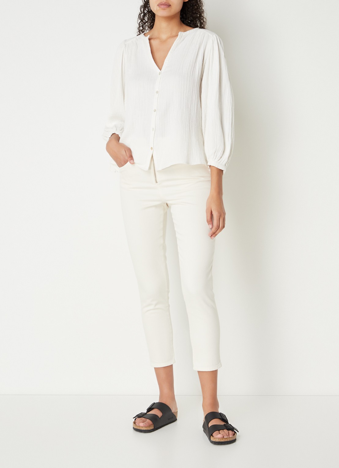Ba&sh Inzo high waist slim fit jeans met gekleurde wassing - voorkant 2 ivoor