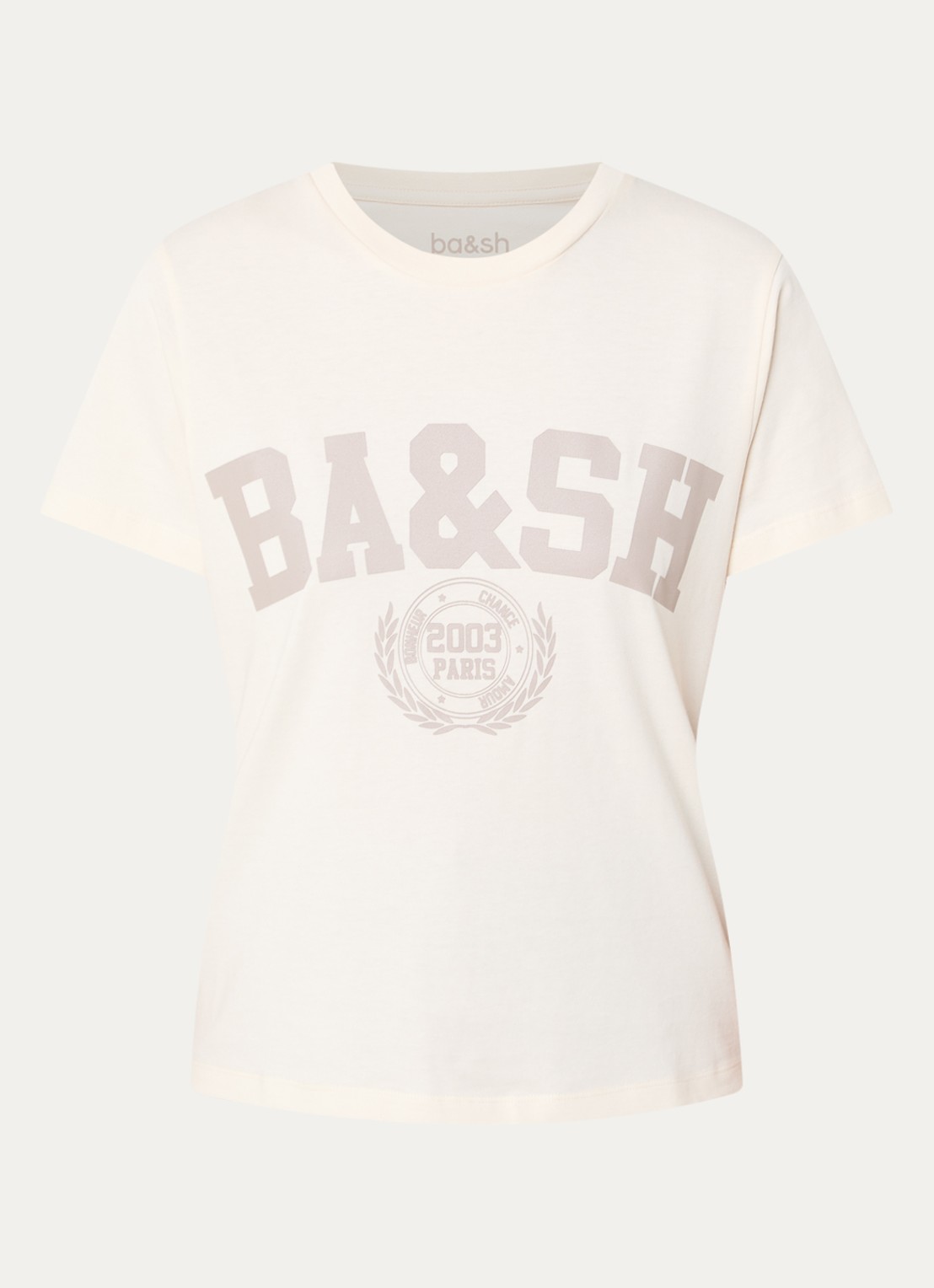 ba&sh Ioni T-shirt met logo - voorkant 2 gebroken wit