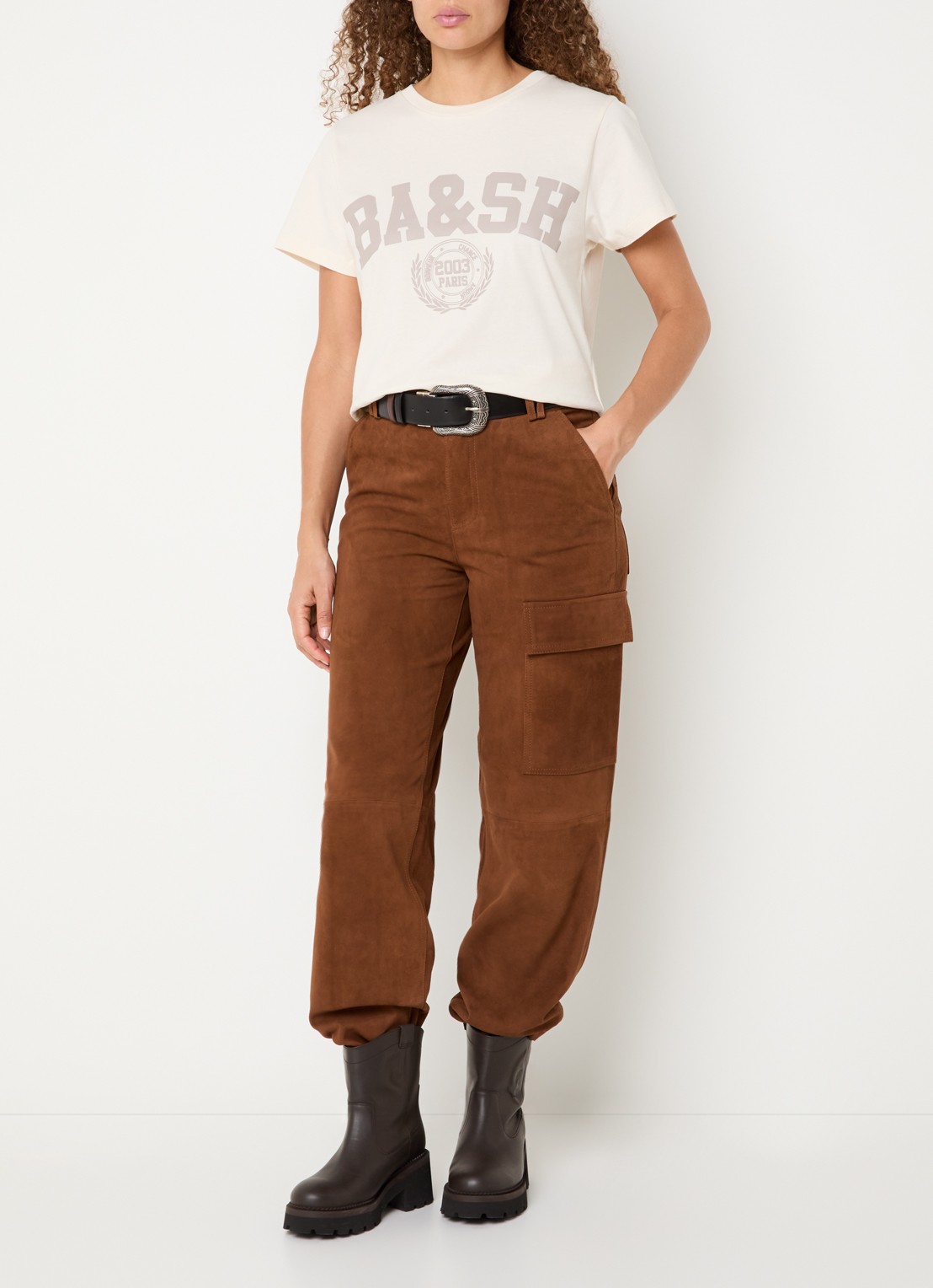 ba&sh Ioni T-shirt met logo - voorkant 3 gebroken wit
