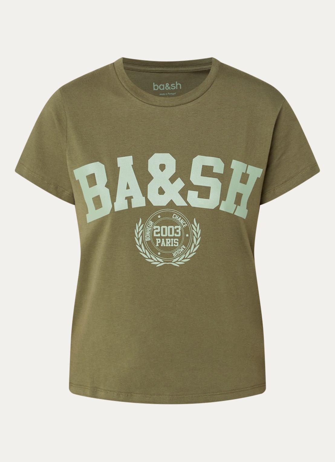 ba&sh Ioni T-shirt met logo - voorkant 2 khaki