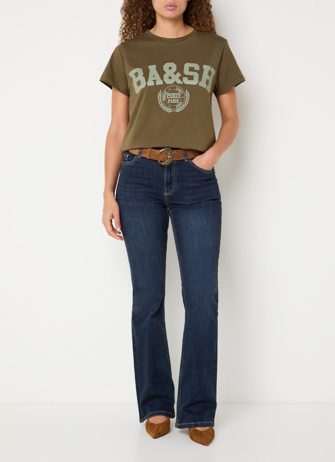 ba&sh Ioni T-shirt met logo - voorkant 3 khaki