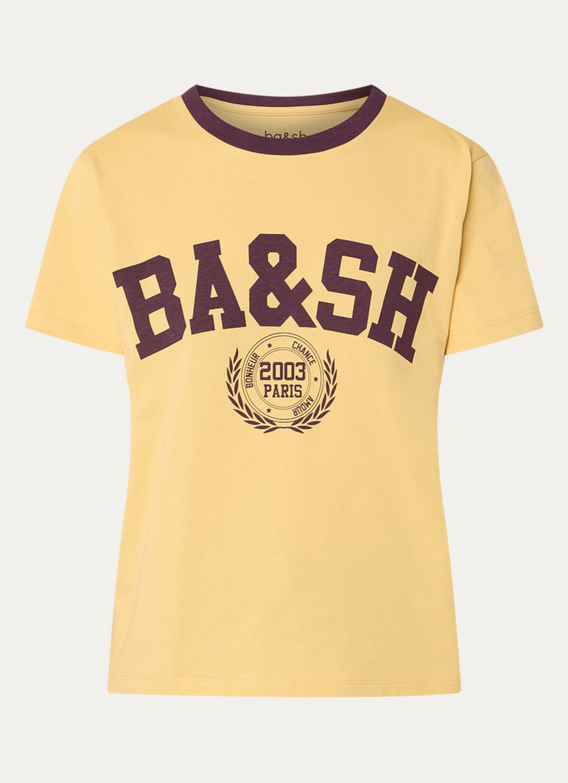 ba&sh Ioni T-shirt met logoprint - voorkant 3 geel