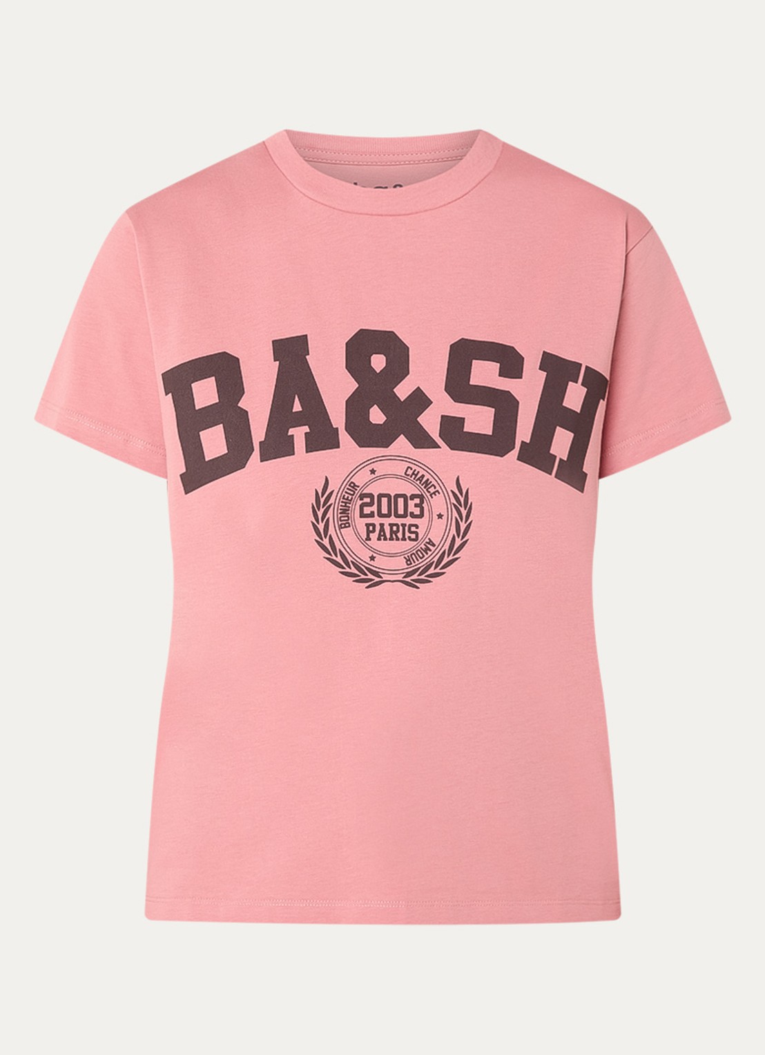 ba&sh Ioni T-shirt met logoprint - voorkant 3 roze