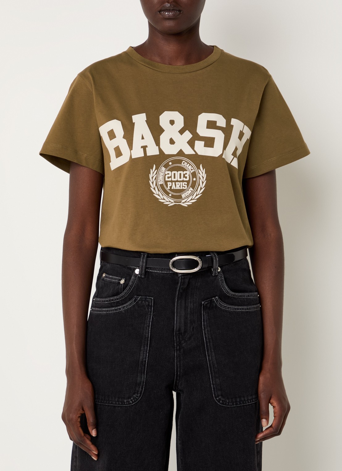 ba&sh Ioni T-shirt met logoprint - detail 4 bruin