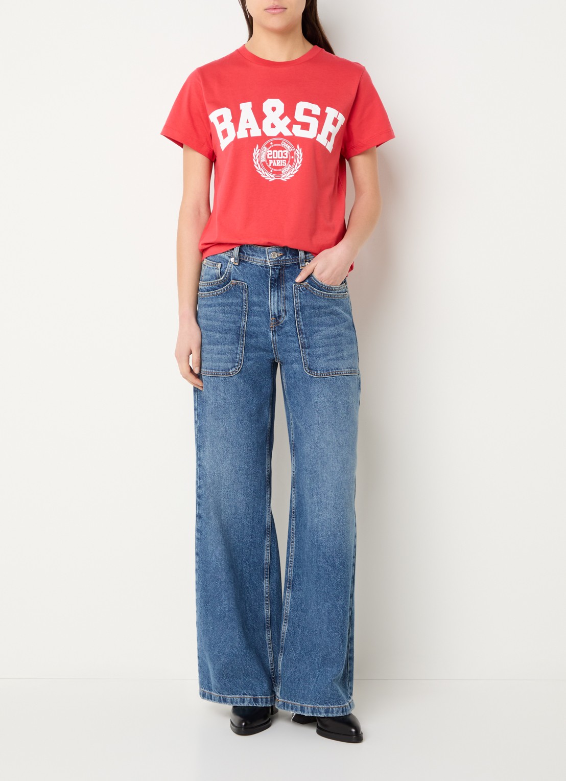 ba&sh Ioni T-shirt met logoprint - voorkant 3 rood