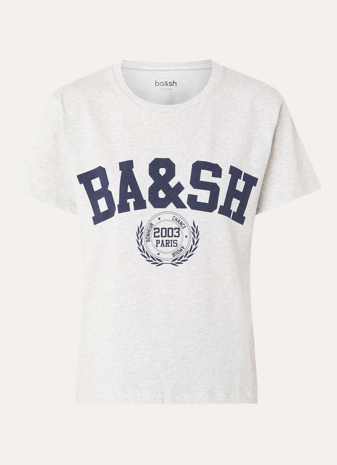 ba&sh Ioni T-shirt met logoprint - voorkant 2 grijsmele