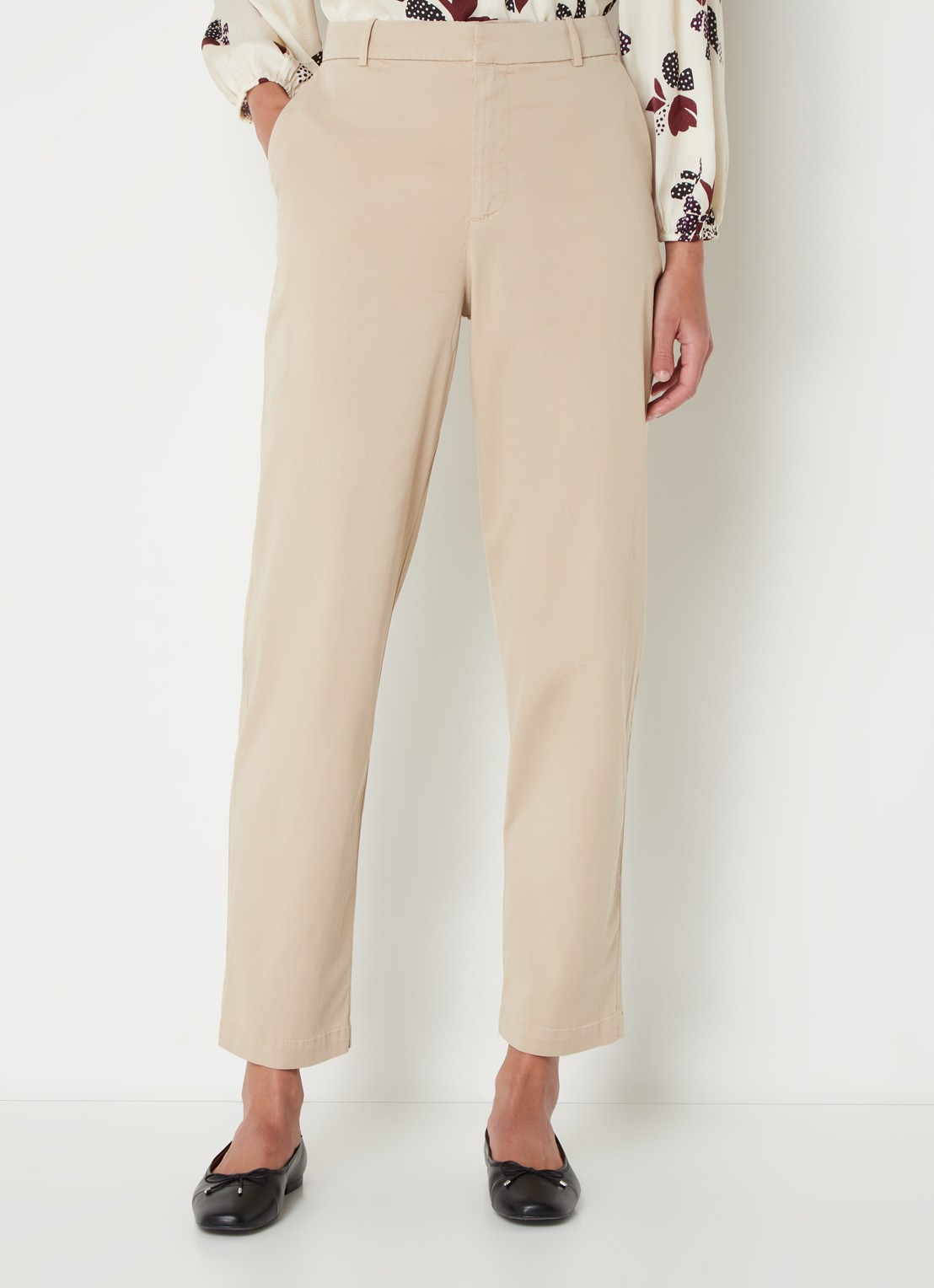 ba&sh Jally mid waist straight fit cropped pantalon met steekzakken - detail 3 beige