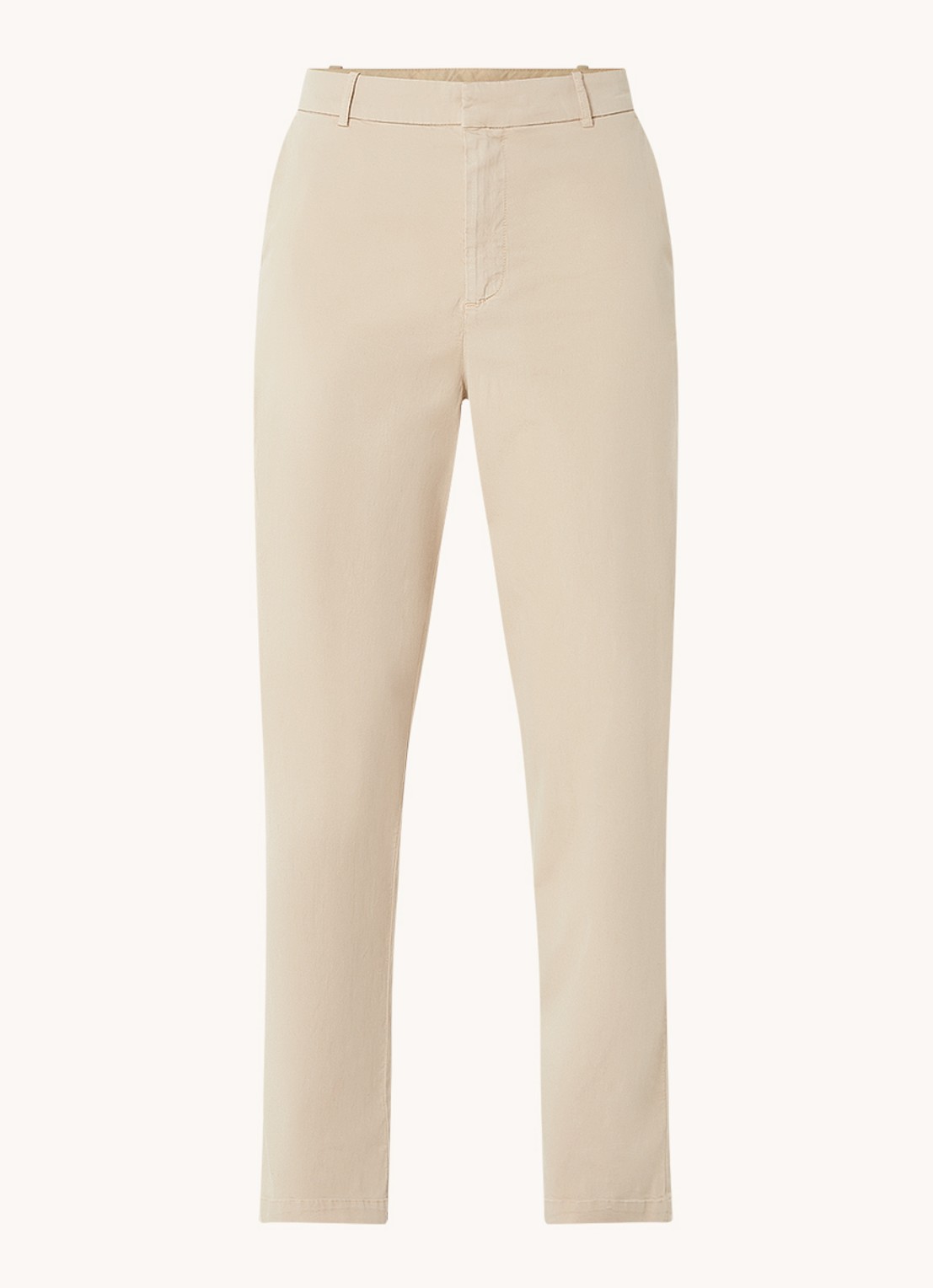 ba&sh Jally mid waist straight fit cropped pantalon met steekzakken - voorkant beige