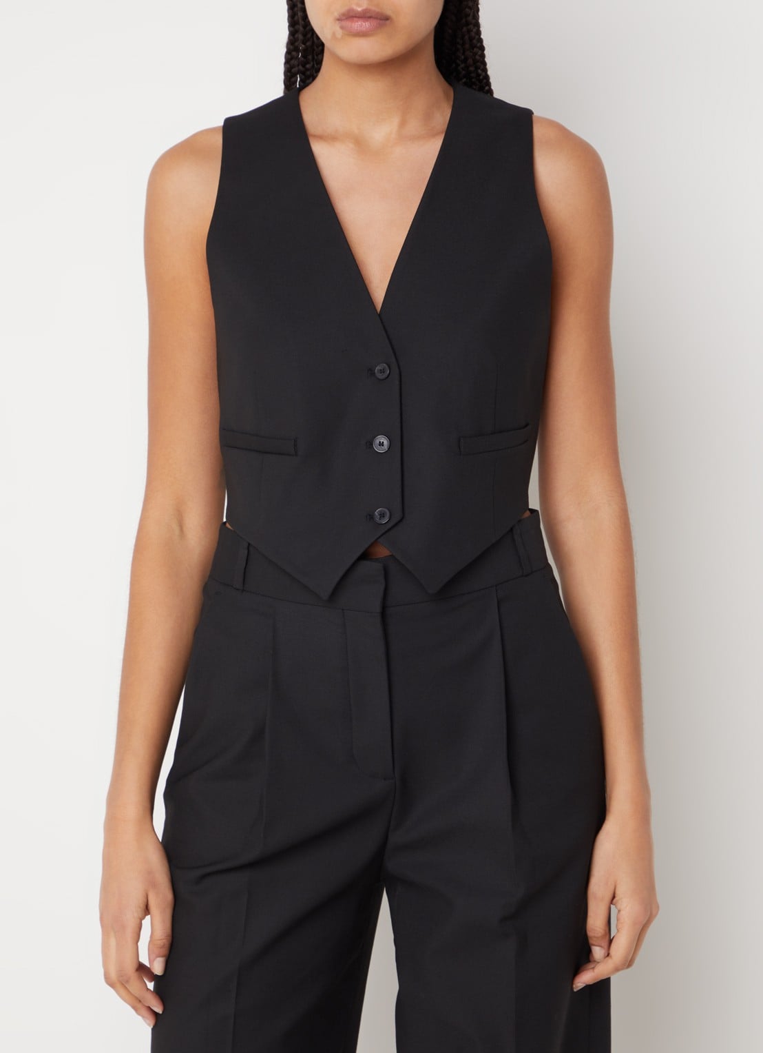 ba&sh Jessy cropped gilet met ceintuur - detail 3 zwart