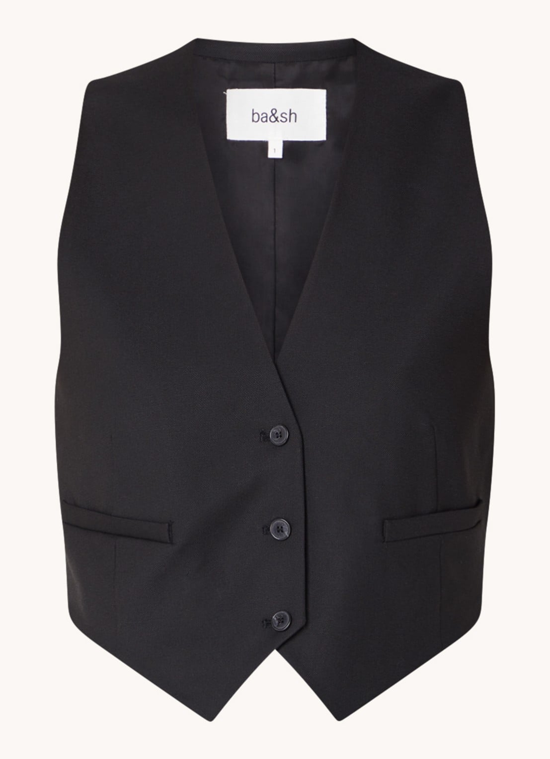 ba&sh Jessy cropped gilet met ceintuur - voorkant zwart