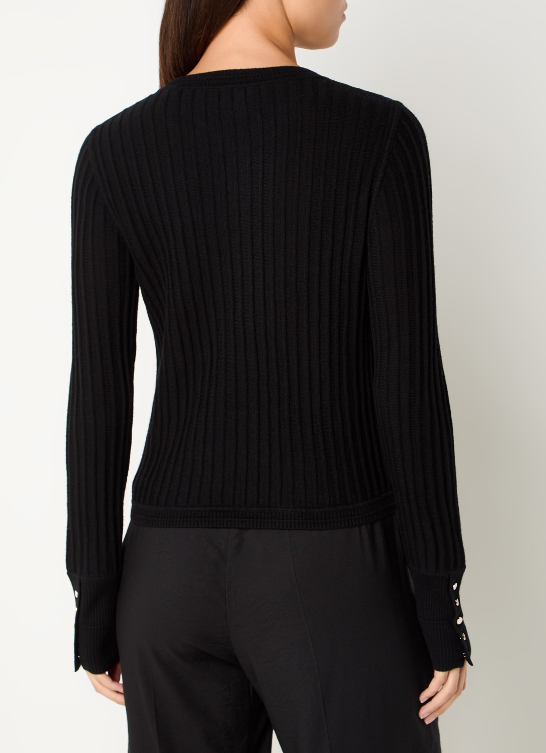 ba&sh Jinie ribgebreide longsleeve in wolblend - achterkant zwart