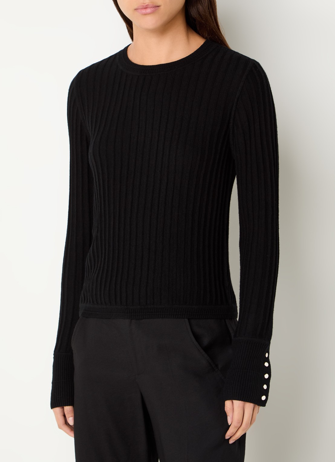 ba&sh Jinie ribgebreide longsleeve in wolblend - detail 4 zwart