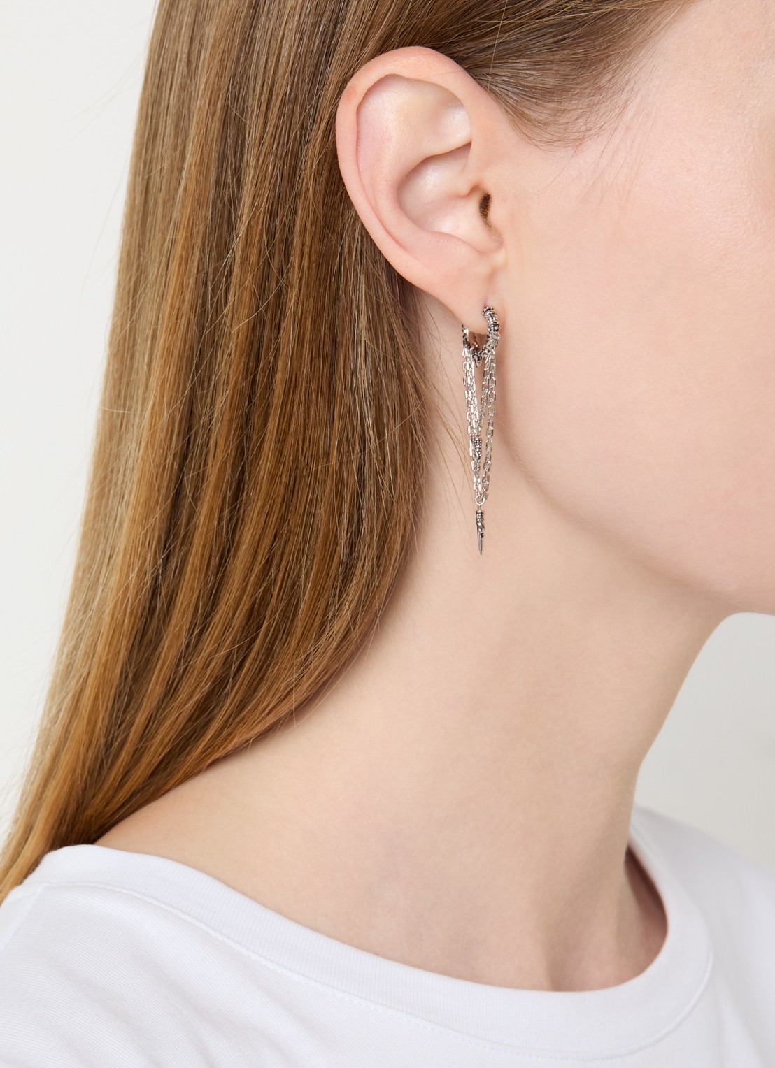 ba&sh Joey oorring met hanger - voorkant 2 zilver