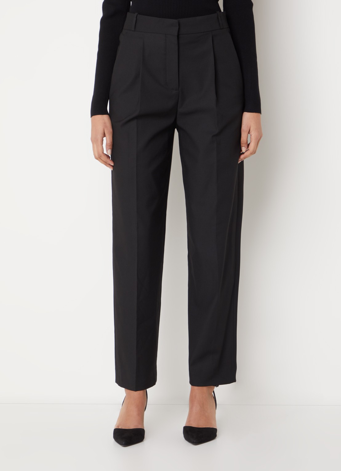 ba&sh Jona high waist loose fit pantalon met plooidetail - detail 2 zwart